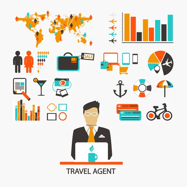 Agent de voyage. Infographie — Image vectorielle