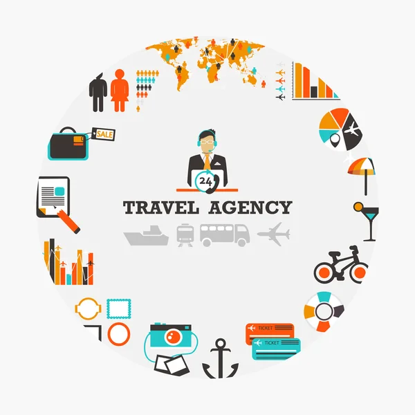 Emblème d'agence de voyage . — Image vectorielle