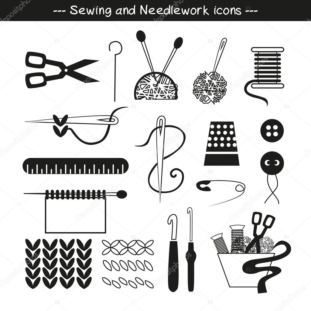 Sewing and needlework icons.