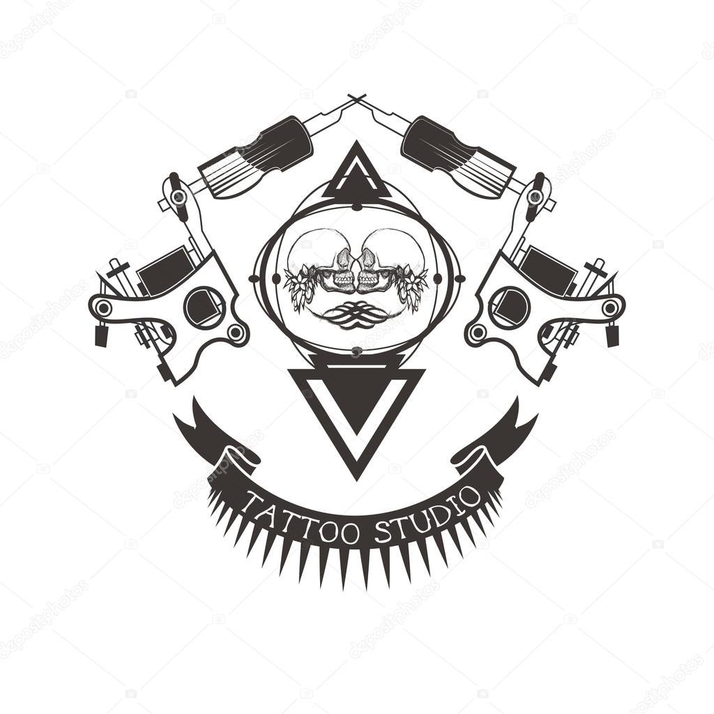 Tattoo studio logo, emblem in black and white