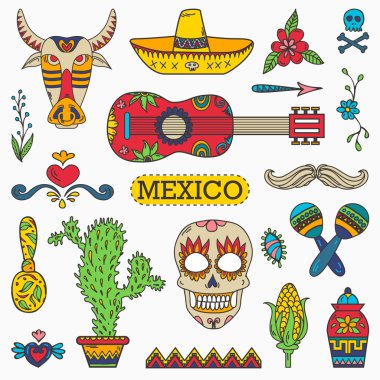 Meksika geleneksel ve kültürel öğeleri kümesi.