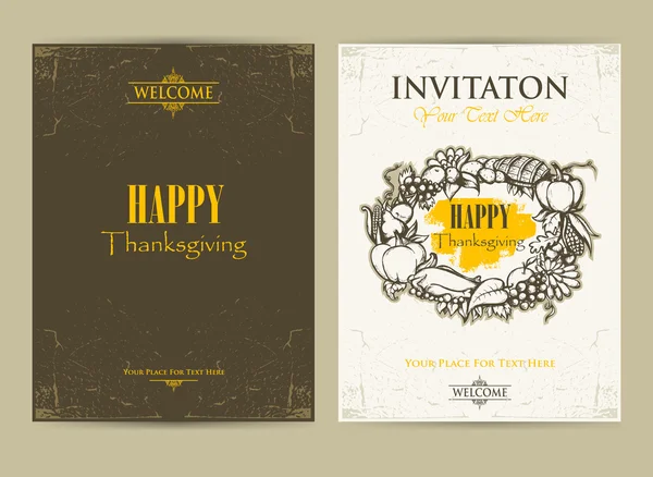 Happy Thanksgiving Day. Inbjudningskort. — Stock vektor