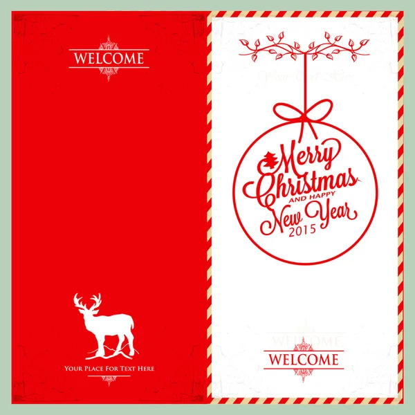 Merry Christmas and Happy New Year. Invitation cards with deer a — Stock Vector