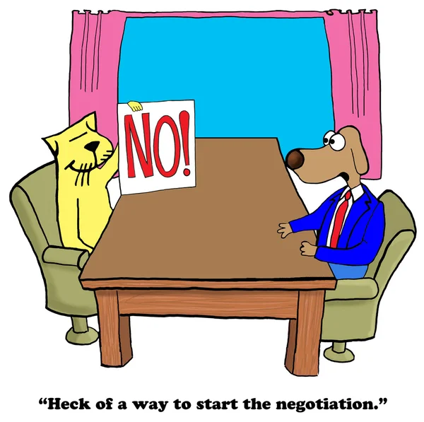 Karikatur über eine Verhandlung, die in die falsche Richtung geht — Stockfoto