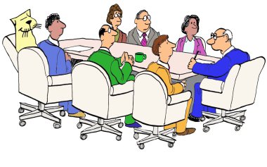 Kedi iş toplantı katılır