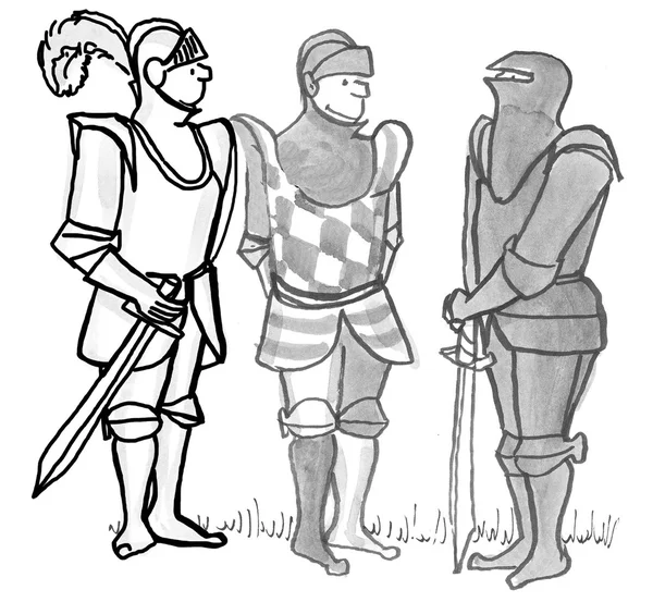 Drie ridders praten — Stockfoto