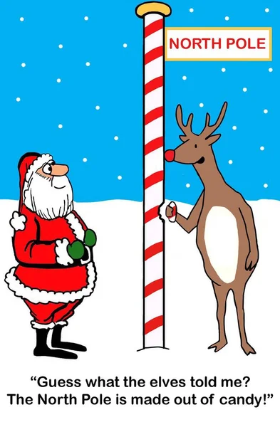 Reindeer Eats North Pole — Stock Photo, Image