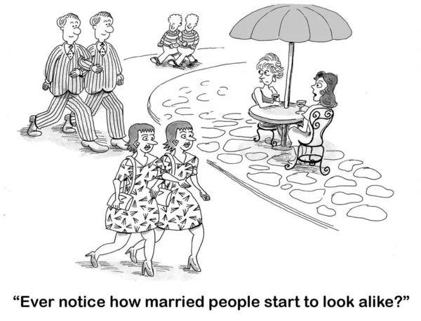 Single Woman Notices Married People Begin Look Alike — Stock Photo, Image