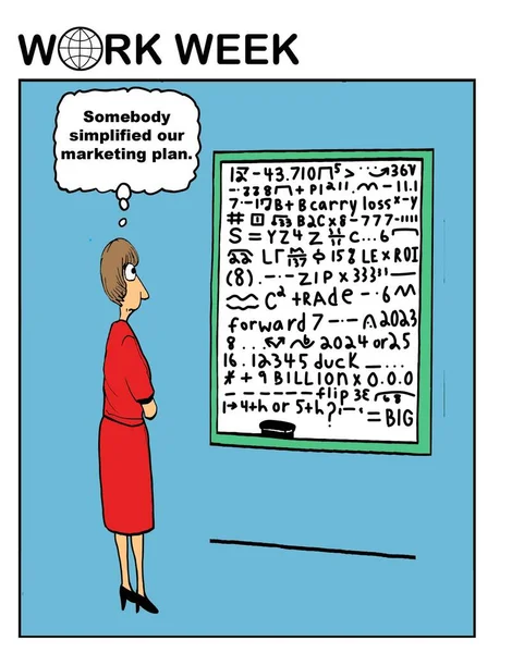 Ejecutiva Mujer Plan Marketing Simplificado — Foto de Stock