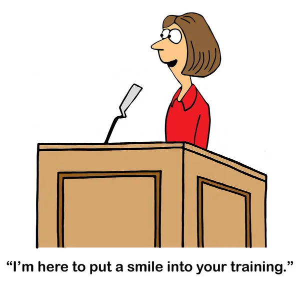 Una Entrenadora Sonríe Mientras Comienza Sesión — Foto de Stock