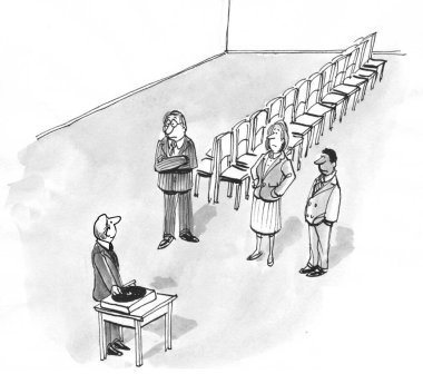 İşe alımlar çeşitli adayların olduğu müzikal sandalyeler üzerine kuruludur..