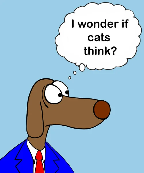 Dog Executive Denkt Katten Denken — Stockfoto