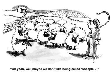 Sheep defend their rights clipart