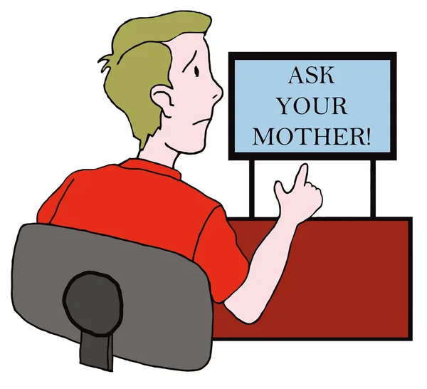 Tizenéves fiú anyja kell kérni. — Stock Vector
