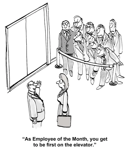 Anställd i månaden är först på hiss — Stock vektor