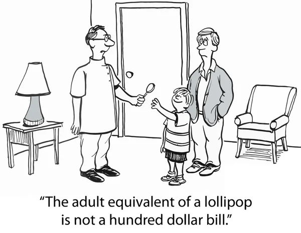 Lollipop or hundred dollar bill — Stock Vector