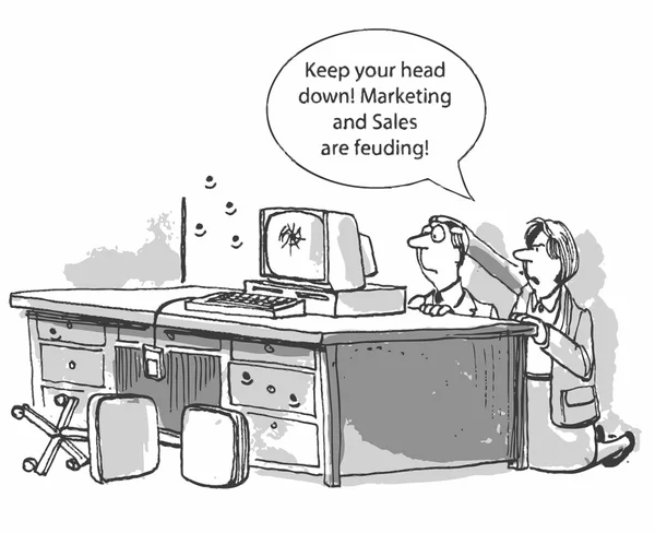 "Marketing et ventes rivalisent !" — Image vectorielle