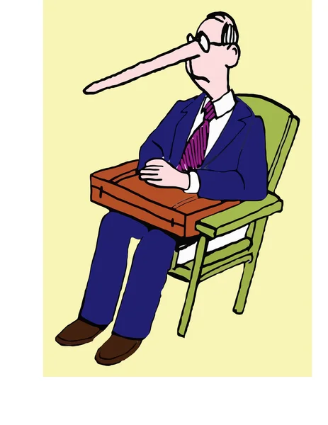 Businessman has long nose — Stock Vector