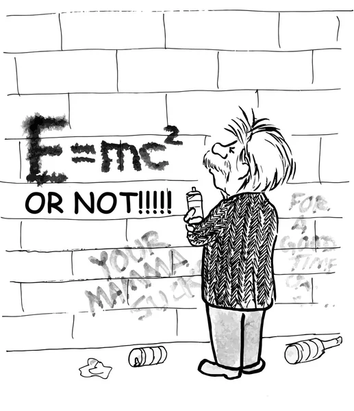 Einstein grafiti formül yapar.