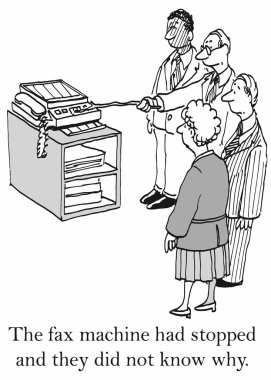 The fax machine stopped