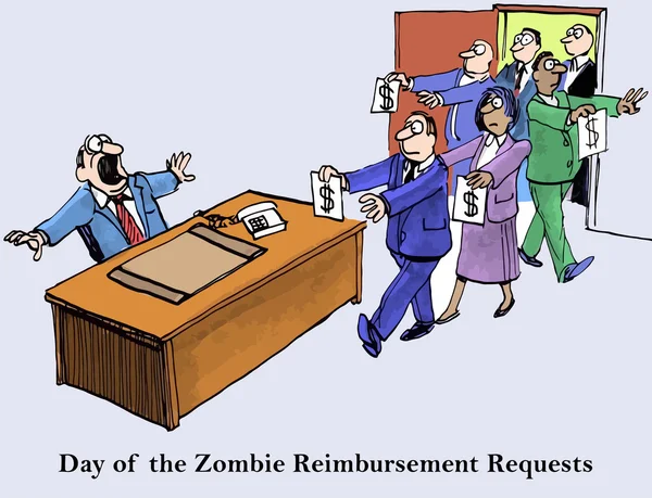 Dia do Zombie Performance Reviews chefe —  Vetores de Stock