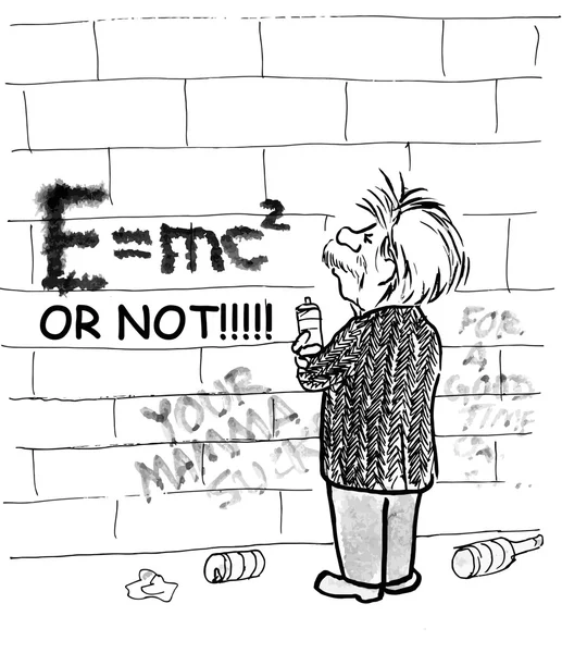 Einstein hace fórmula de graffiti — Vector de stock