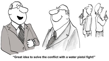 Conflict is solved with water pistol fight clipart