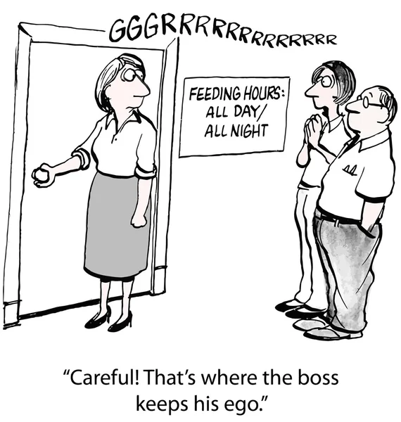 Arbeider åpner dør som fører til sjefens ego – stockvektor