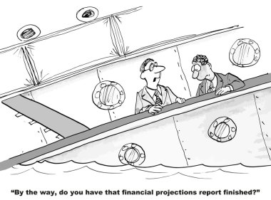 The business boss is asking for financial projections clipart