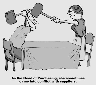 She sometimes came into conflict with suppliers. clipart