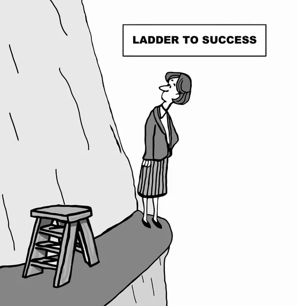 Ladder naar succes. zakelijke cartoon — Stockvector