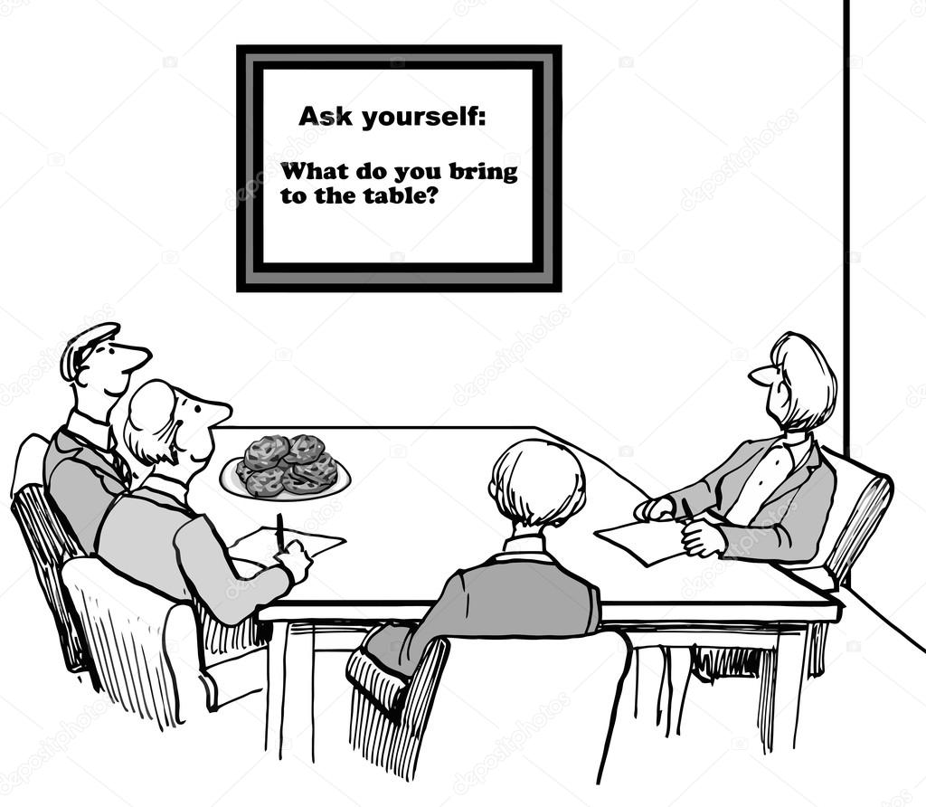 Ask Yourself What Do You Bring To The Table Stock Vector ask-yourself-what-do-you-bring-to-the-table-stock-vector