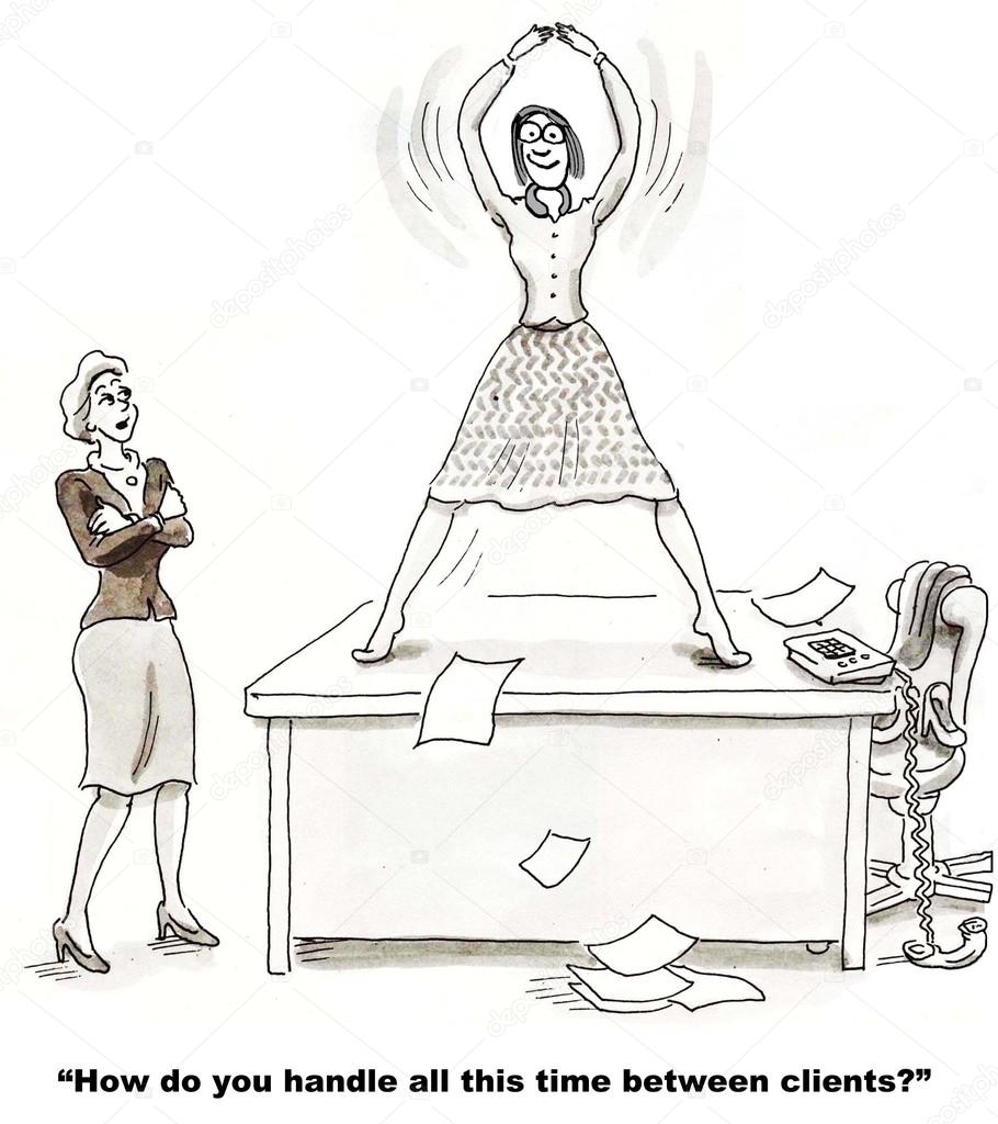 Businesswoman exercising on her desk