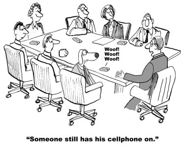 Cep telefonu Interrupting iş toplantısı, çizgi film
