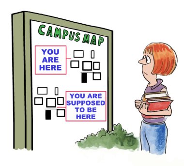 Üniversite öğrencisi kampüste kayıp, karikatür