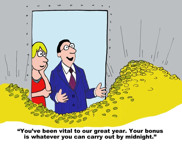 Caricature d'un homme d'affaires récompensant une femme d'affaires — Image vectorielle