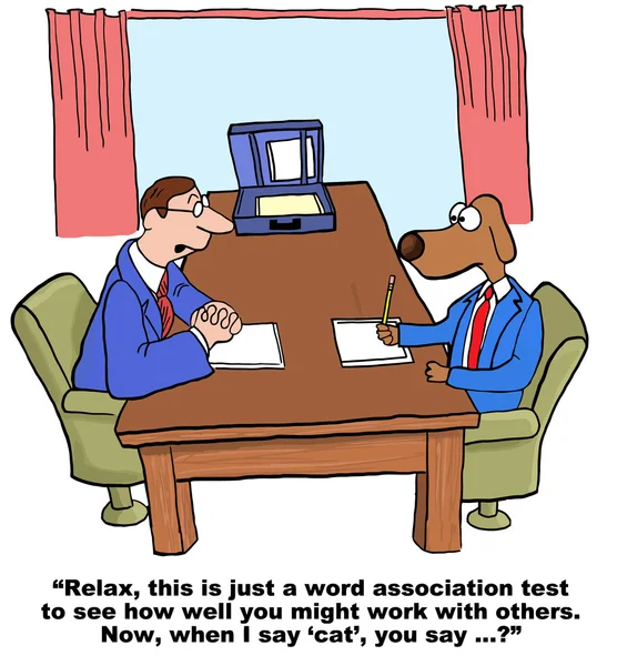 Obchodní pes dostává test osobnosti. — Stockový vektor