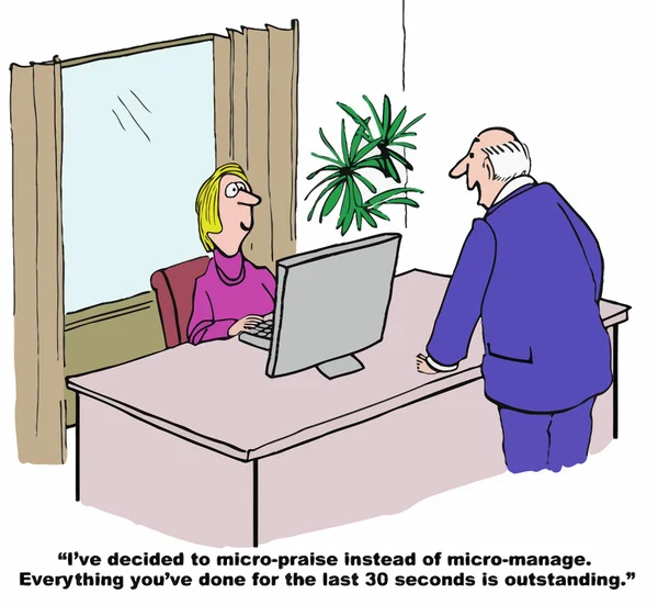 Cartoon van zakenman, gaat dat micro-lof. — Stockvector