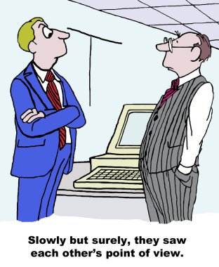 Managers see each other's point of view. clipart