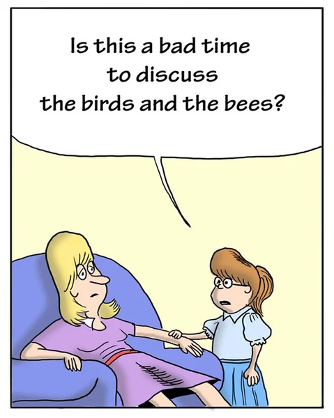Mauvais moment pour discuter des oiseaux et des abeilles — Image vectorielle