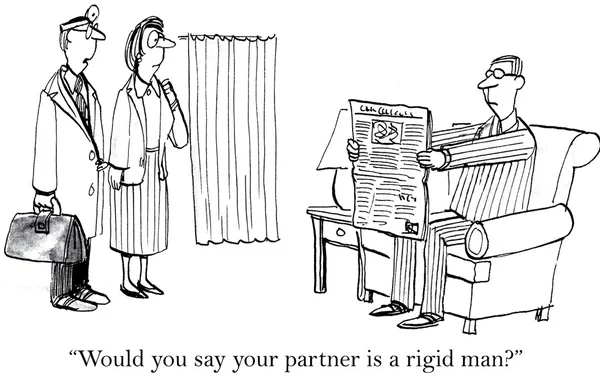 Partner is rigide. -cartoon — Stockvector