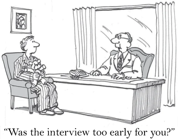 Interview was too early for applicant — Stock Vector