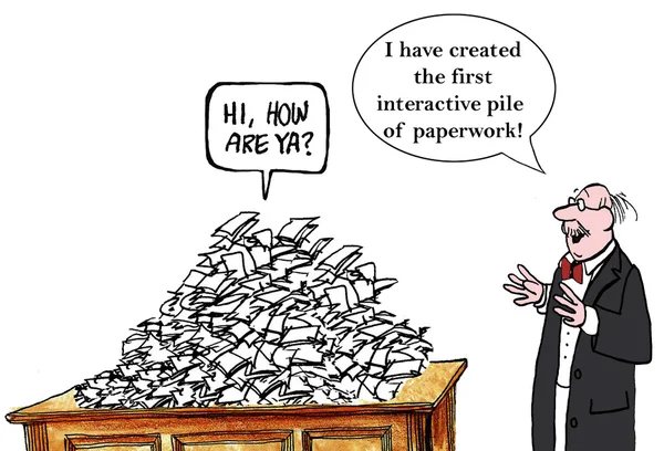 Interaktiver Papierkram, Cartoon — Stockvektor