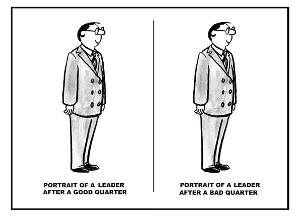 Portrait of a leader after a good and a bad quarter. — Stock Vector