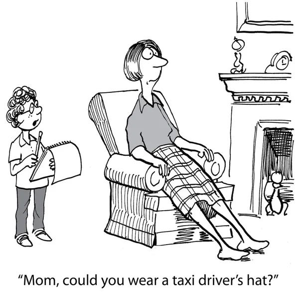 Mãe como motorista de táxi — Vetor de Stock