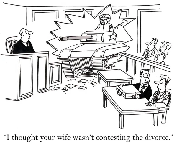 I thought your wife wasn't contesting the divorce. — Stock Vector