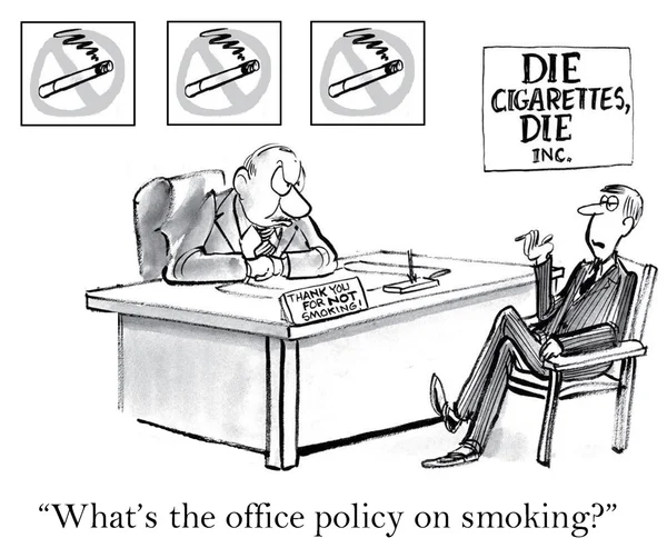 Office policy for smoking executive. — Stock Vector