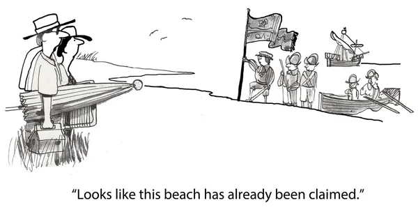 La playa ha sido reclamada . — Vector de stock