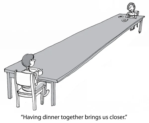 Jantar na mesa longa — Vetor de Stock