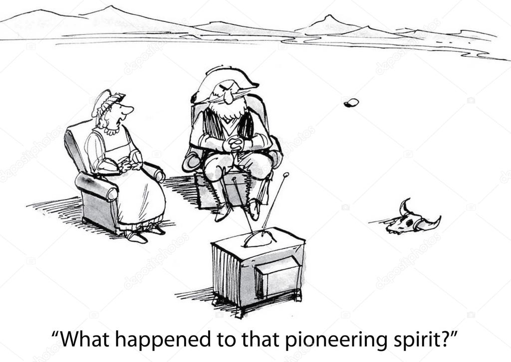 Pioneering spirit - cartoon